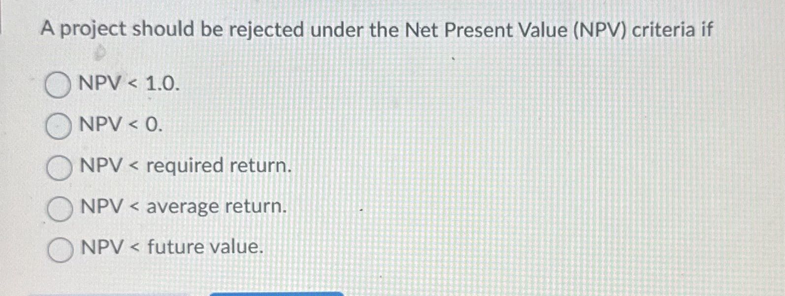 A project should be rejected under the Net