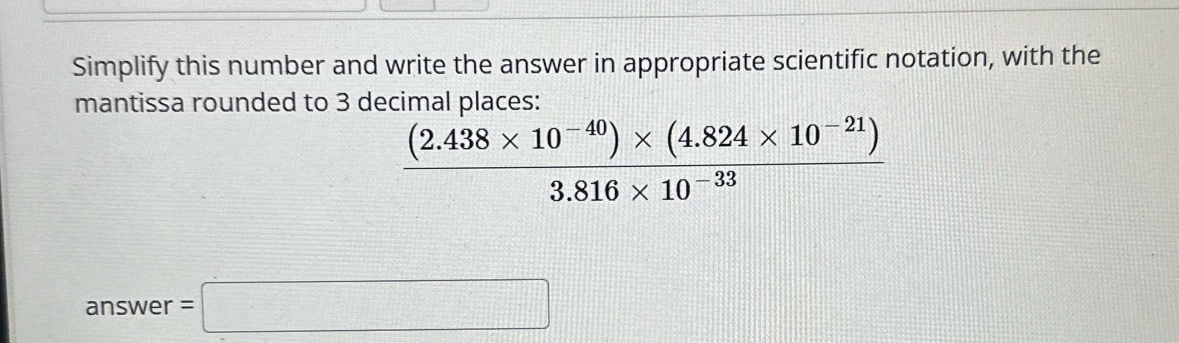 Simplify this number and write the answer in