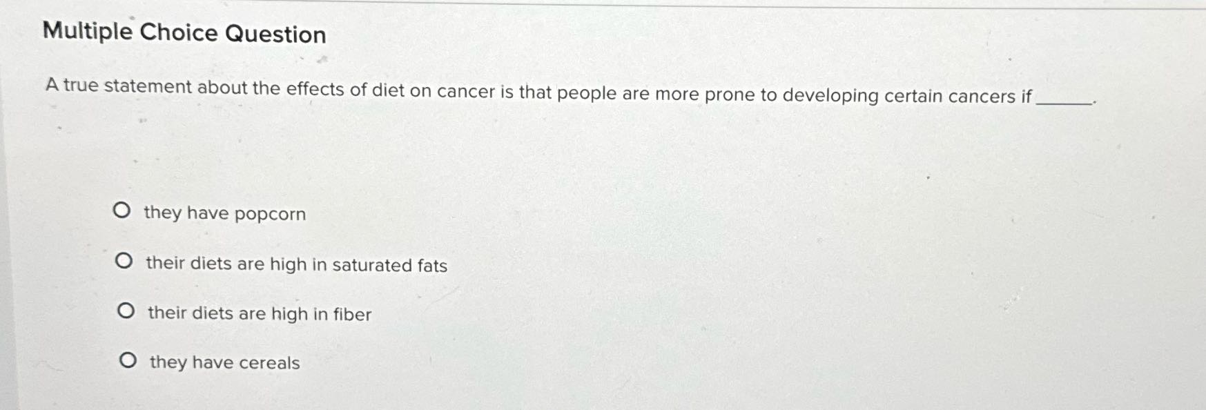 Multiple Choice Question A true statement about