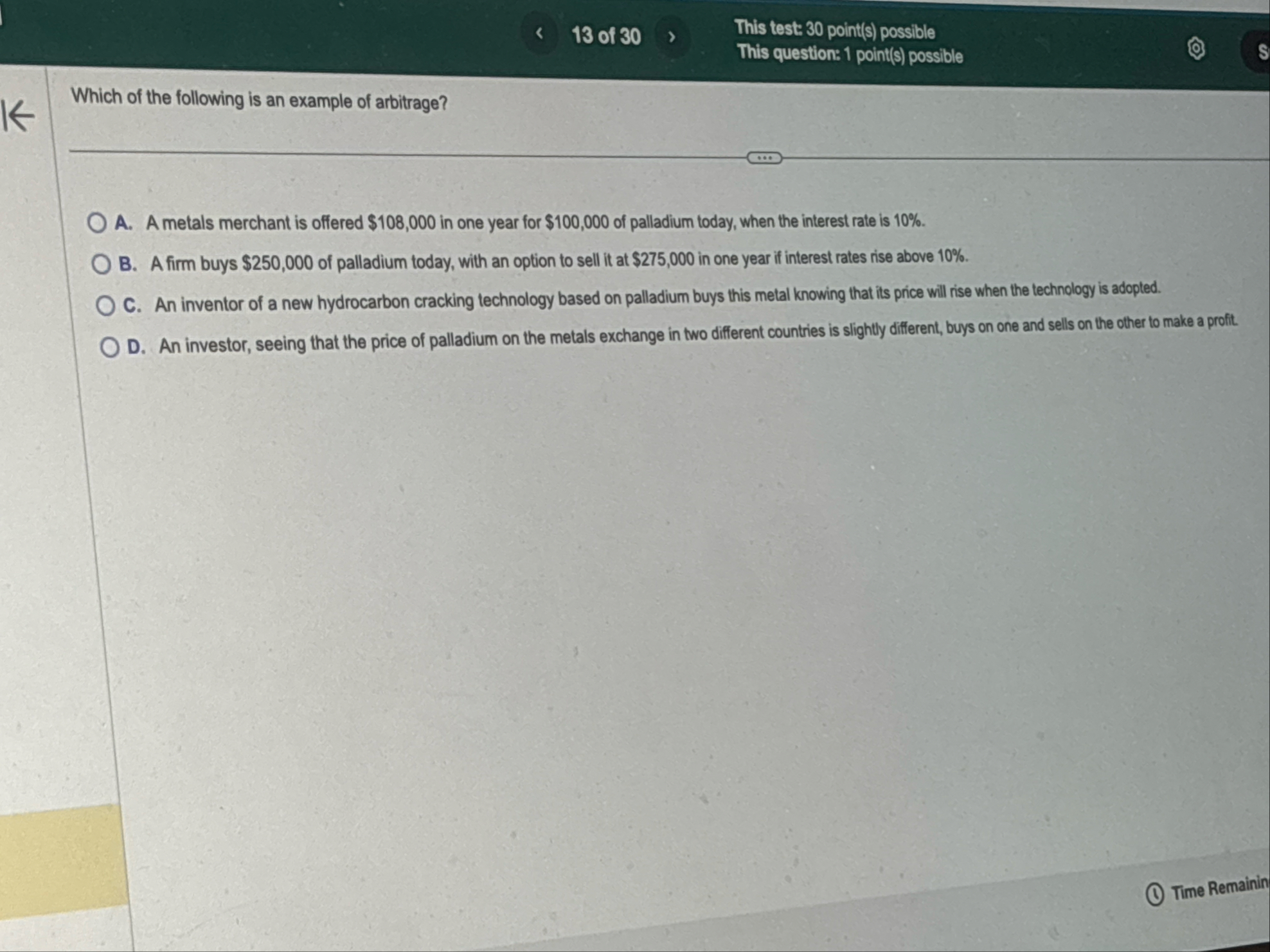 1 3 of 3 0 This test: 3 0 point ( s ) possible