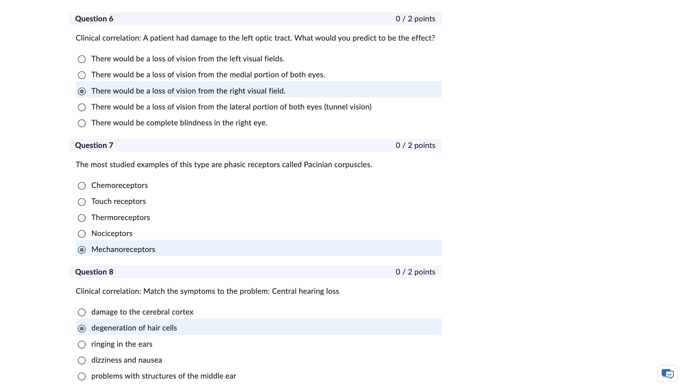 Question 6 0/2 points Clinical correlation: A