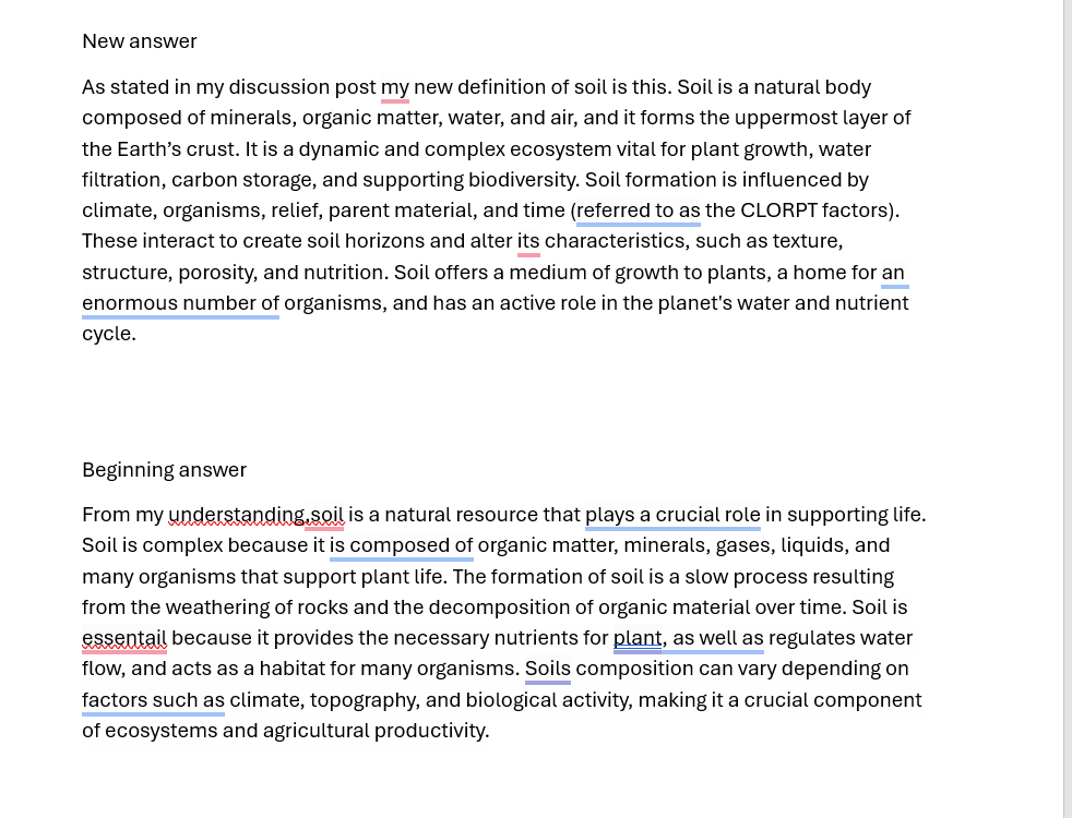 Compare your new answer to what you wrote at the