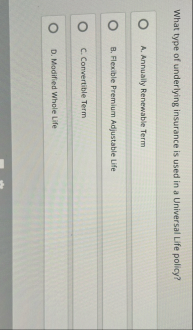 What type of underlying insurance is used in a