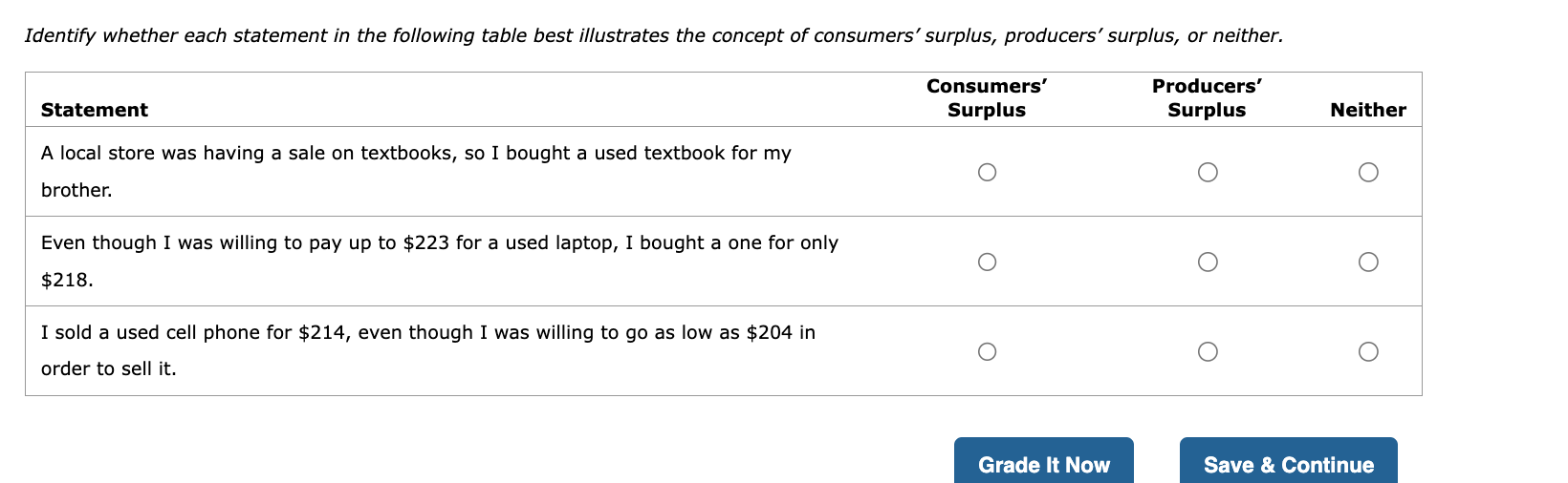 Identify whether each statement in the following