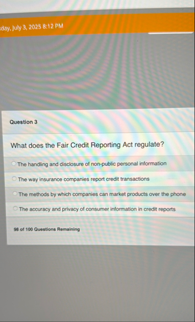 day, July 3 , 2 0 2 5 8 : 1 2 PM Question 3 What