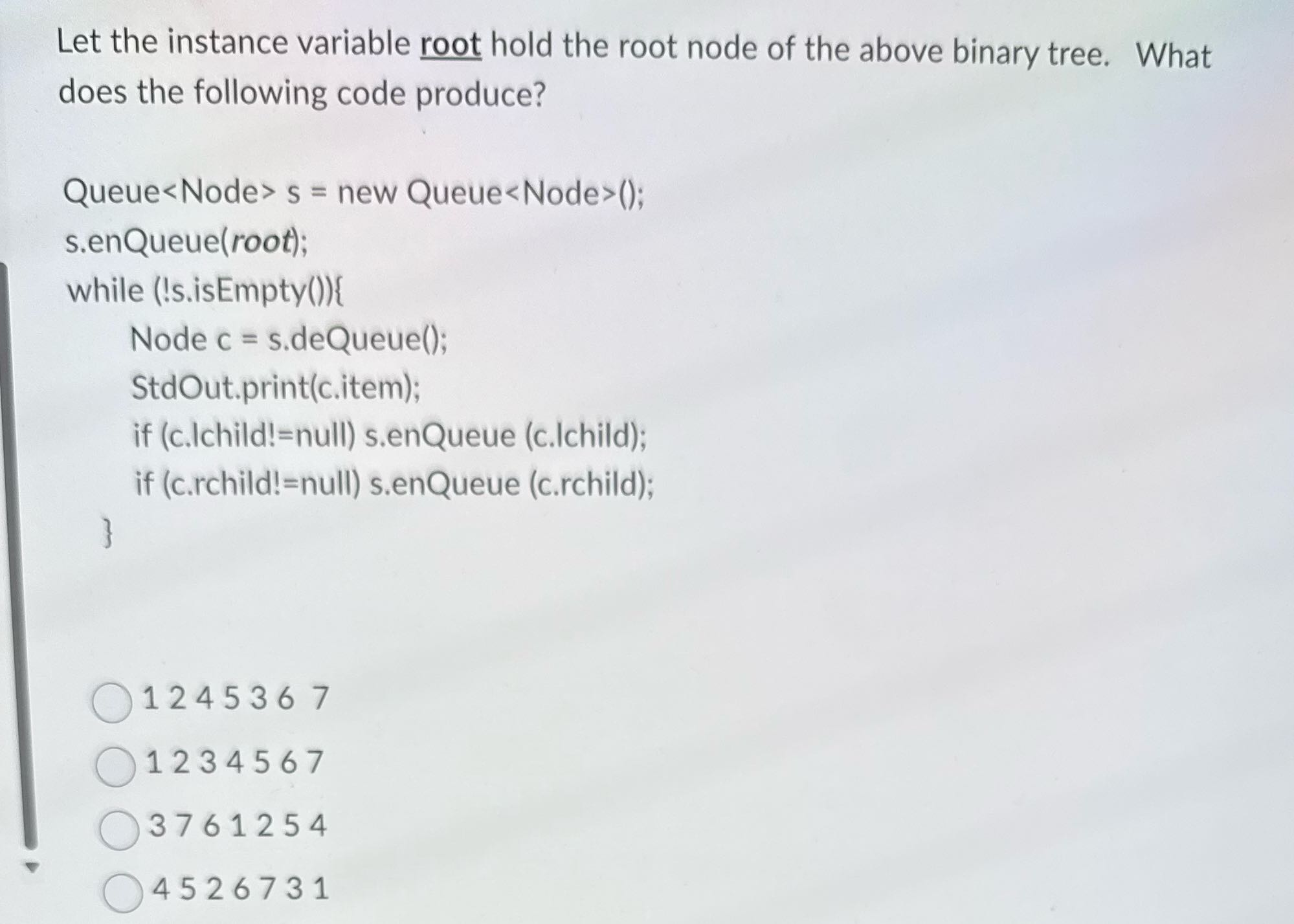 Solve using the tree Let the instance variable