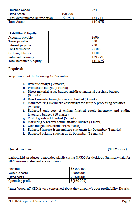Question One (80 Marks) Lolly Pops Inc. makes