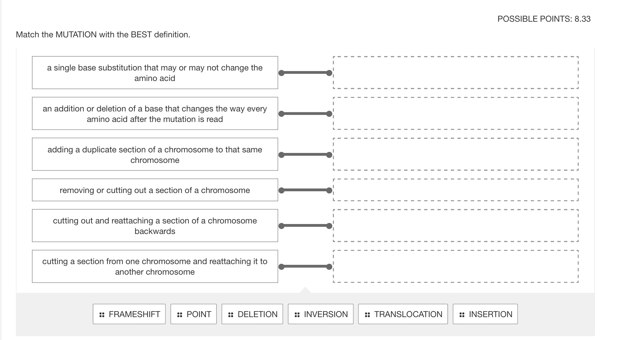 Match the MUTATION with the BEST definition