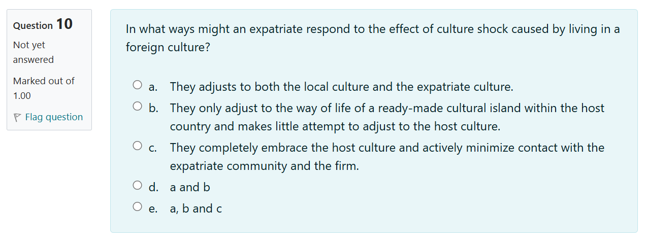 Question 10 In what ways might an expatriate