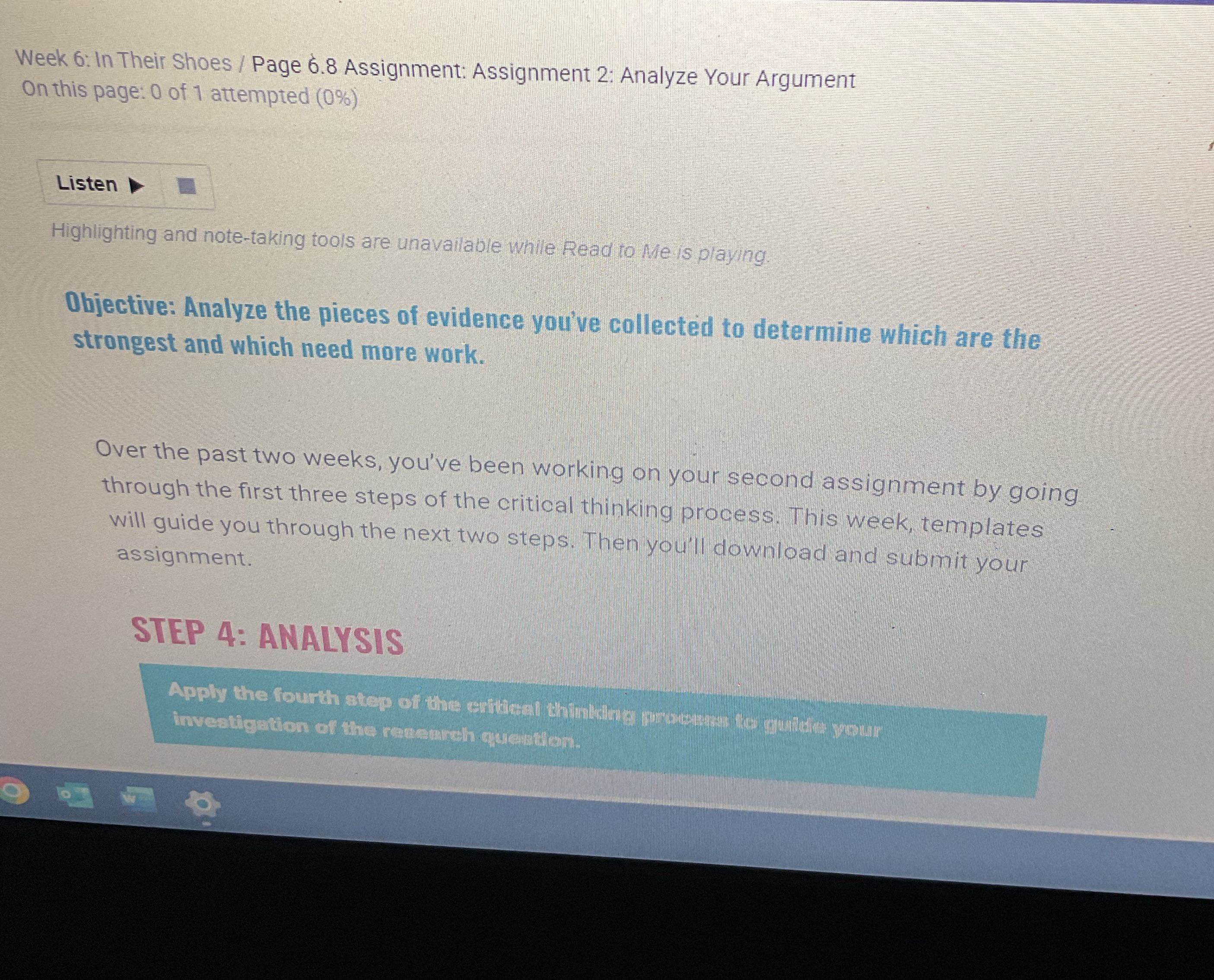 Week 6: In Their Shoes / Page 6.8 Assignment: