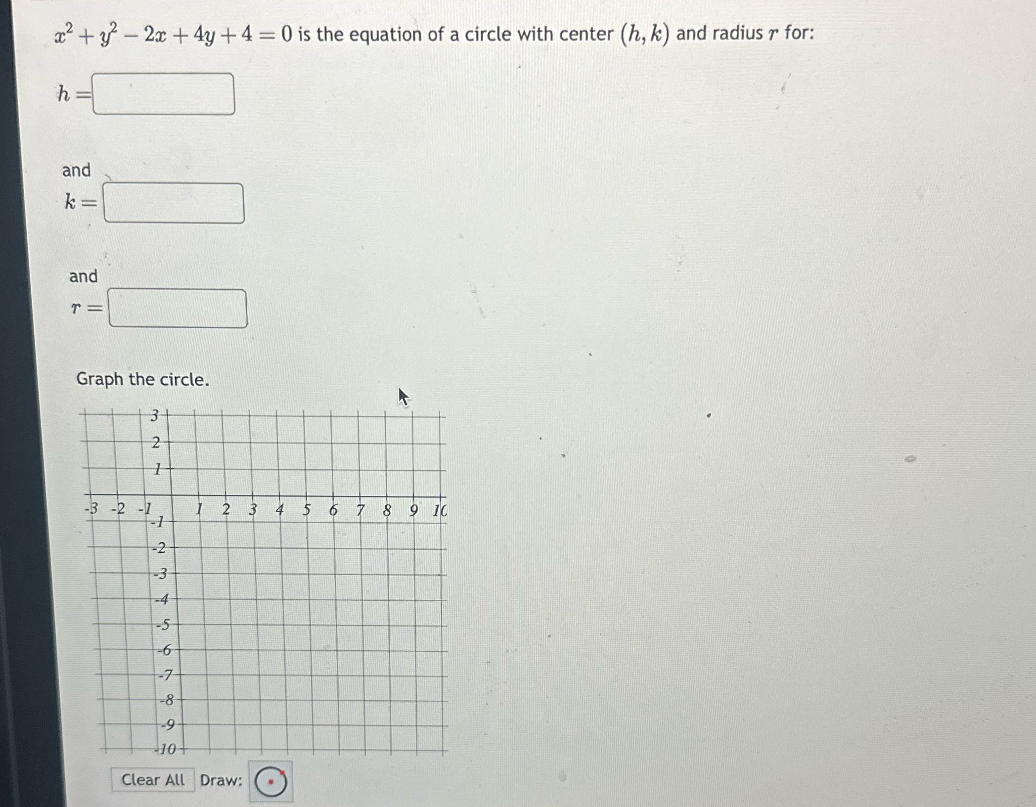 x2 + 3 - 2x + 4y + 4 = 0 is the equation of a