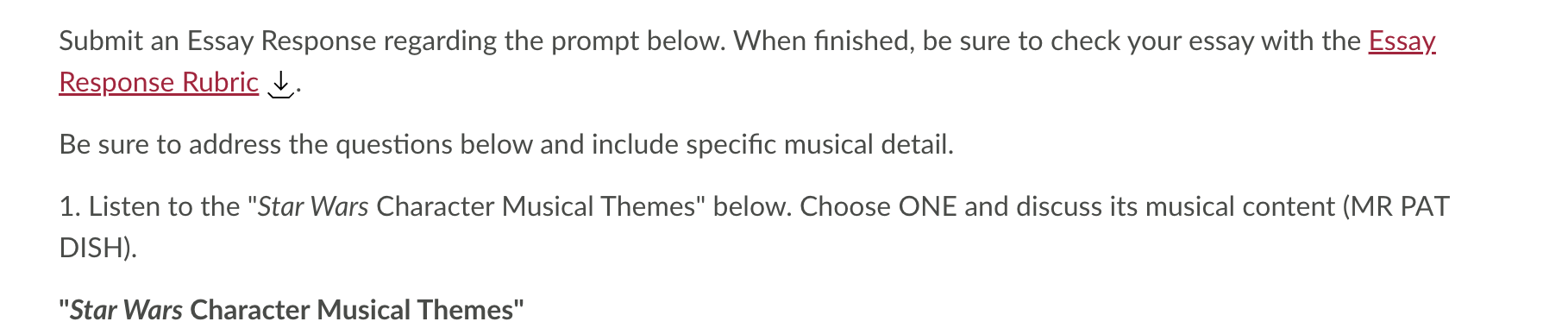 Submit an Essay Response regarding the prompt