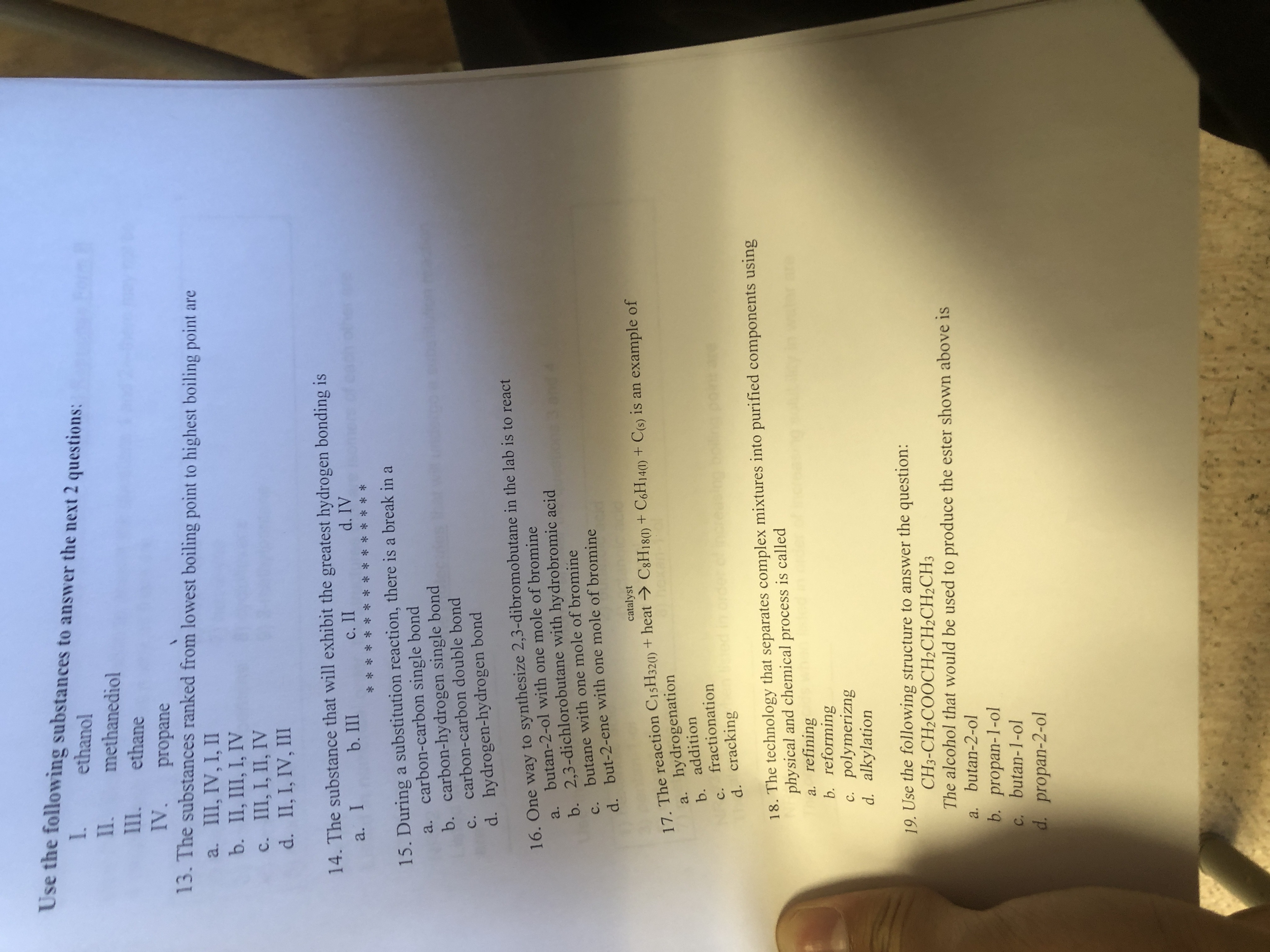 can you do these Use the following substances to