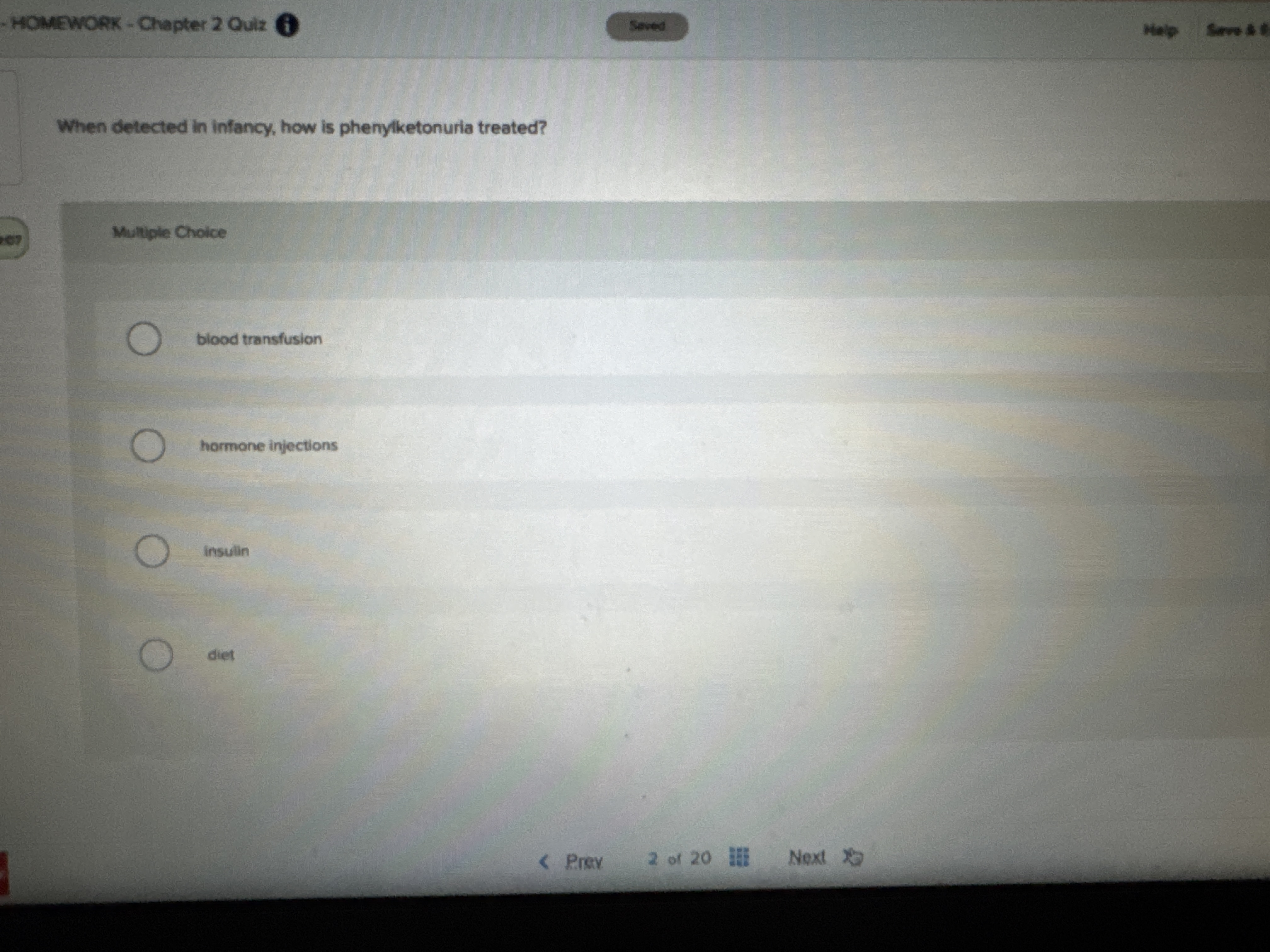 What's the correct answer? HOMEWORK - Chapter 2