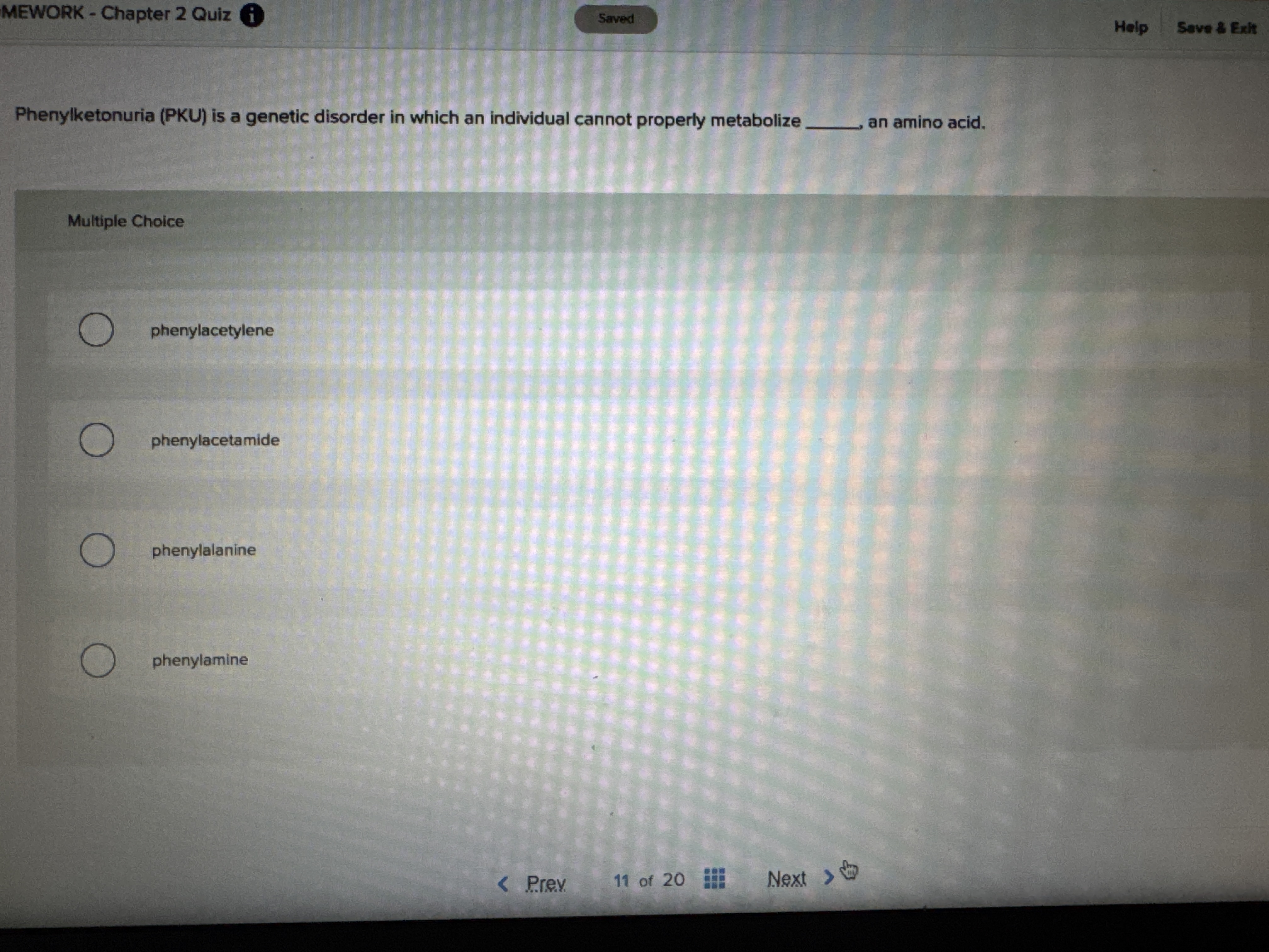 What's the correct answer? MEWORK - Chapter 2