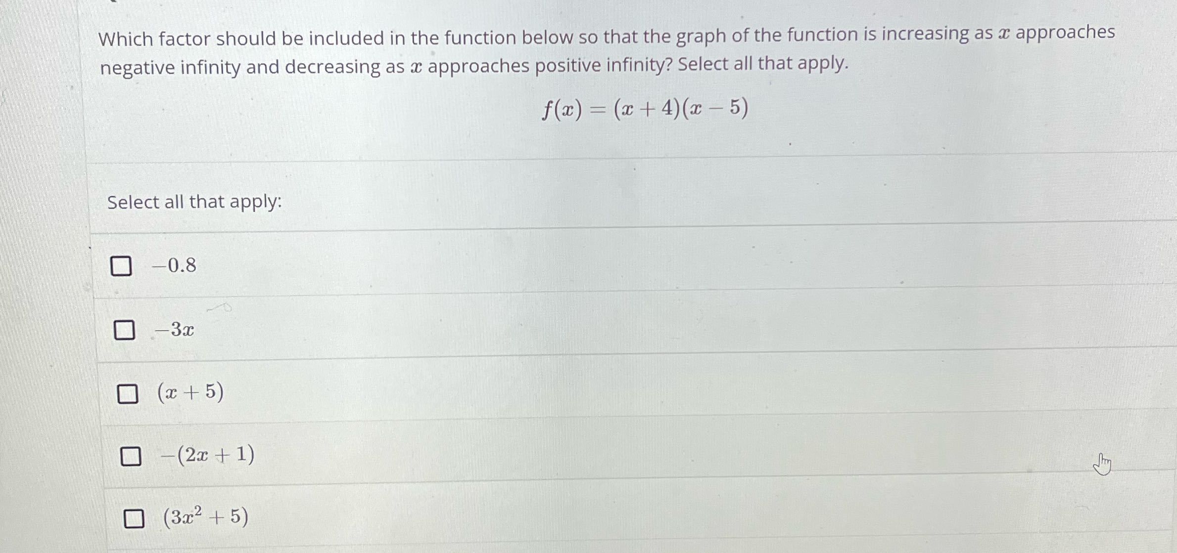 Which factor should be included in the function