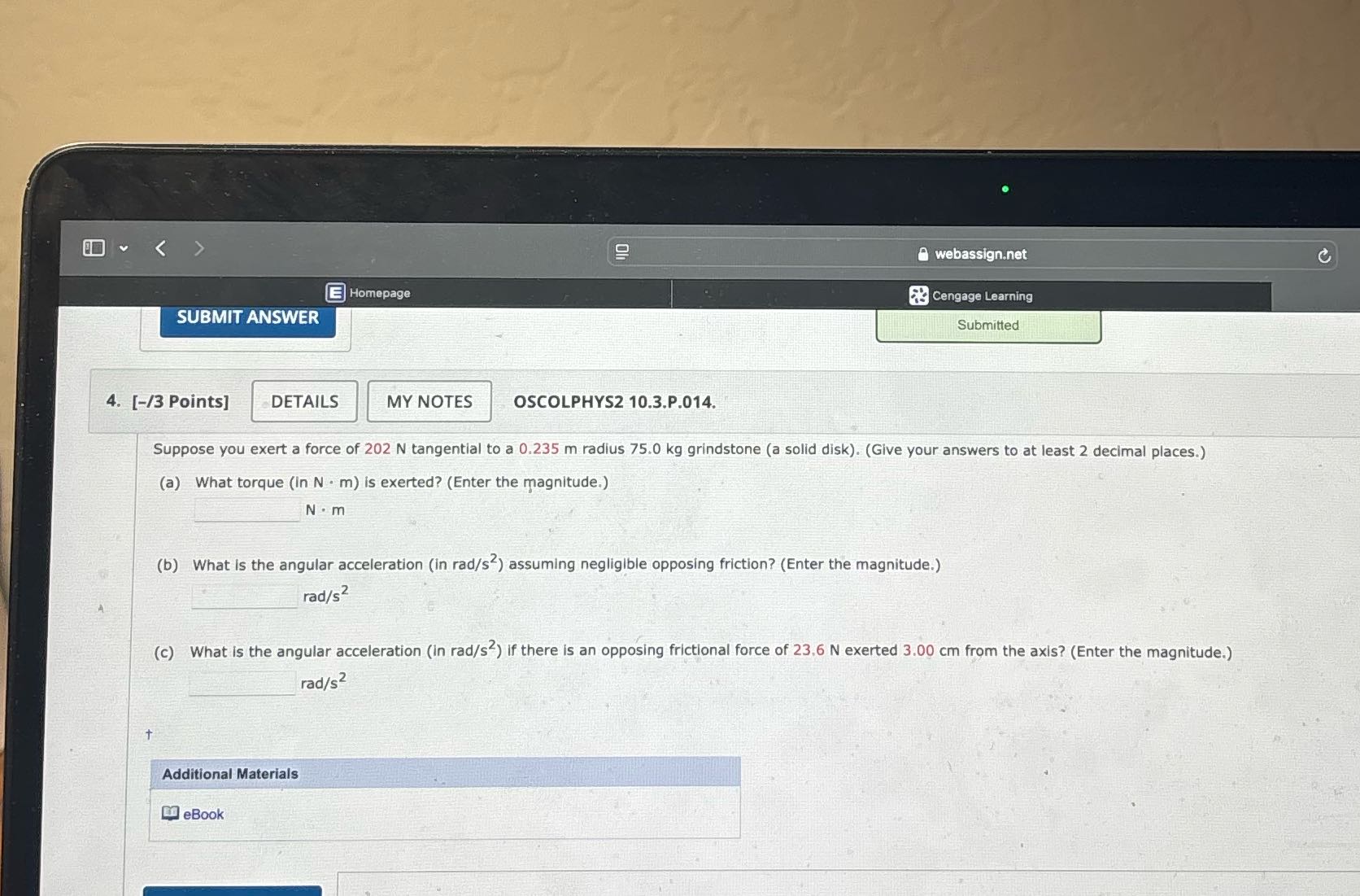 errs alle a] Cengage Learning 4. [-/3 Points] MY