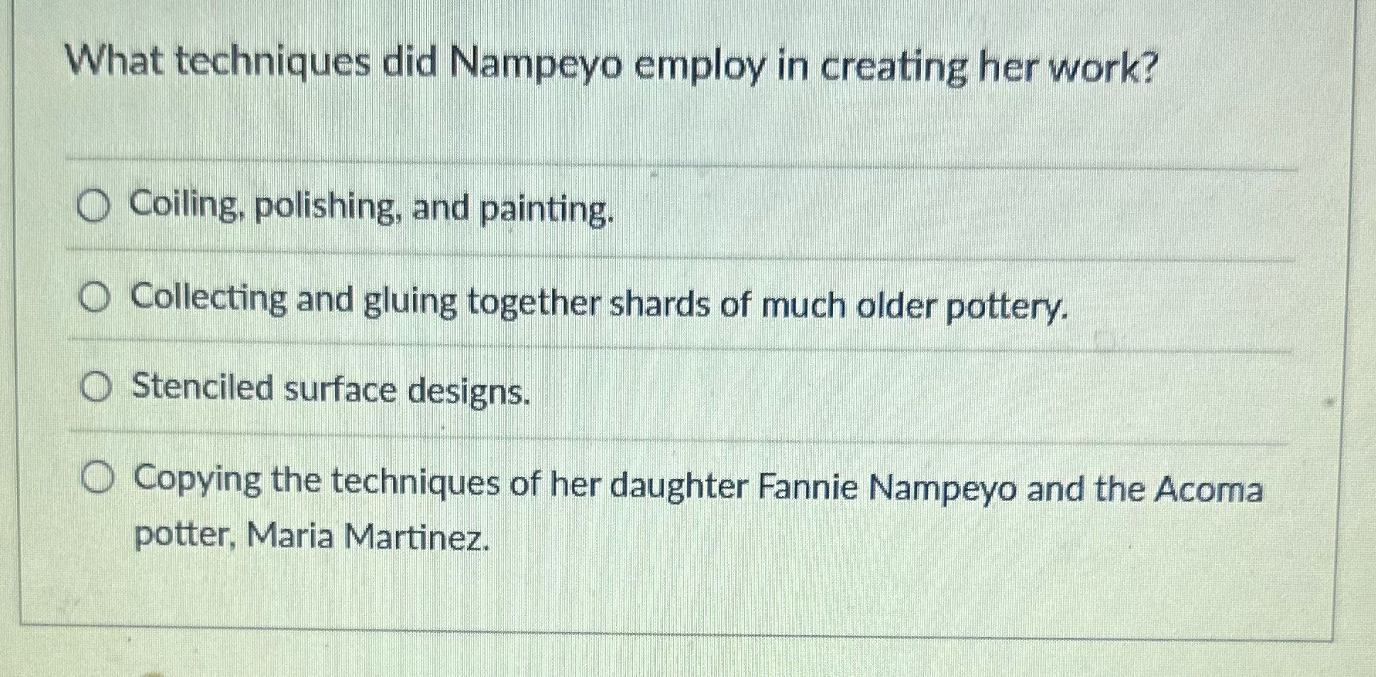What techniques did Nampeyo employ in creating