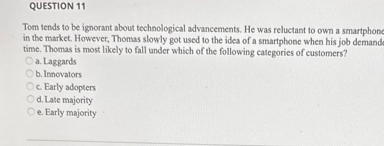 QUESTION 11 Tom tends to be ignorant about