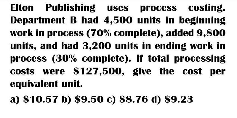 Give the cost per equivalent unit Elton