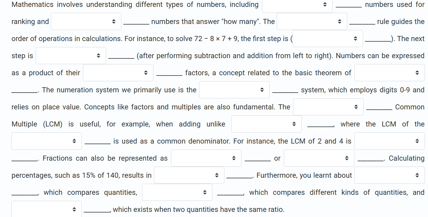 fill in 4p Mathematics involves understanding