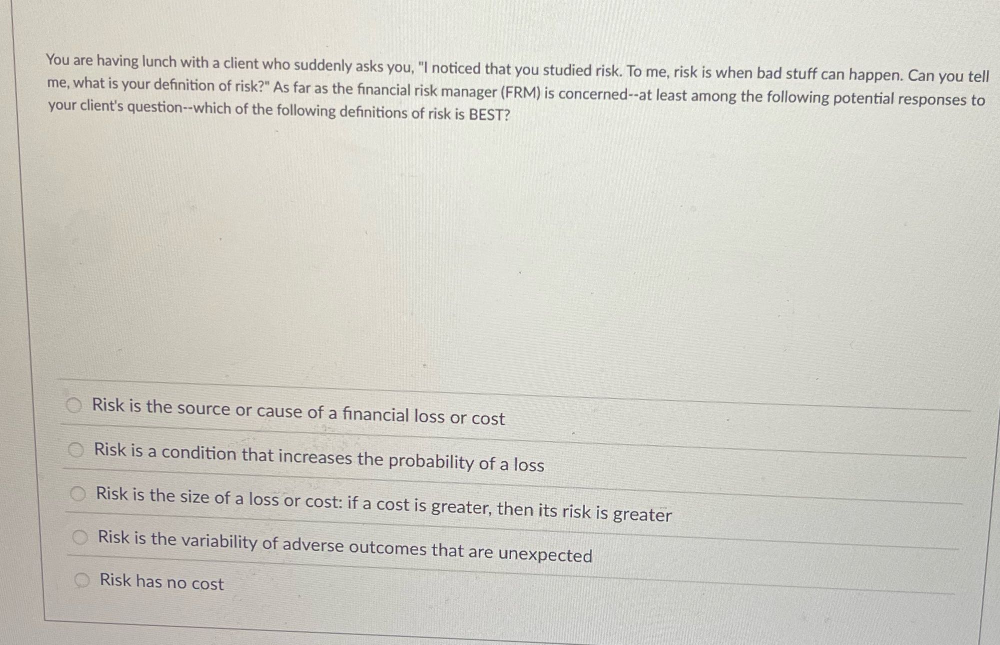 Give the correct answer You are having lunch with