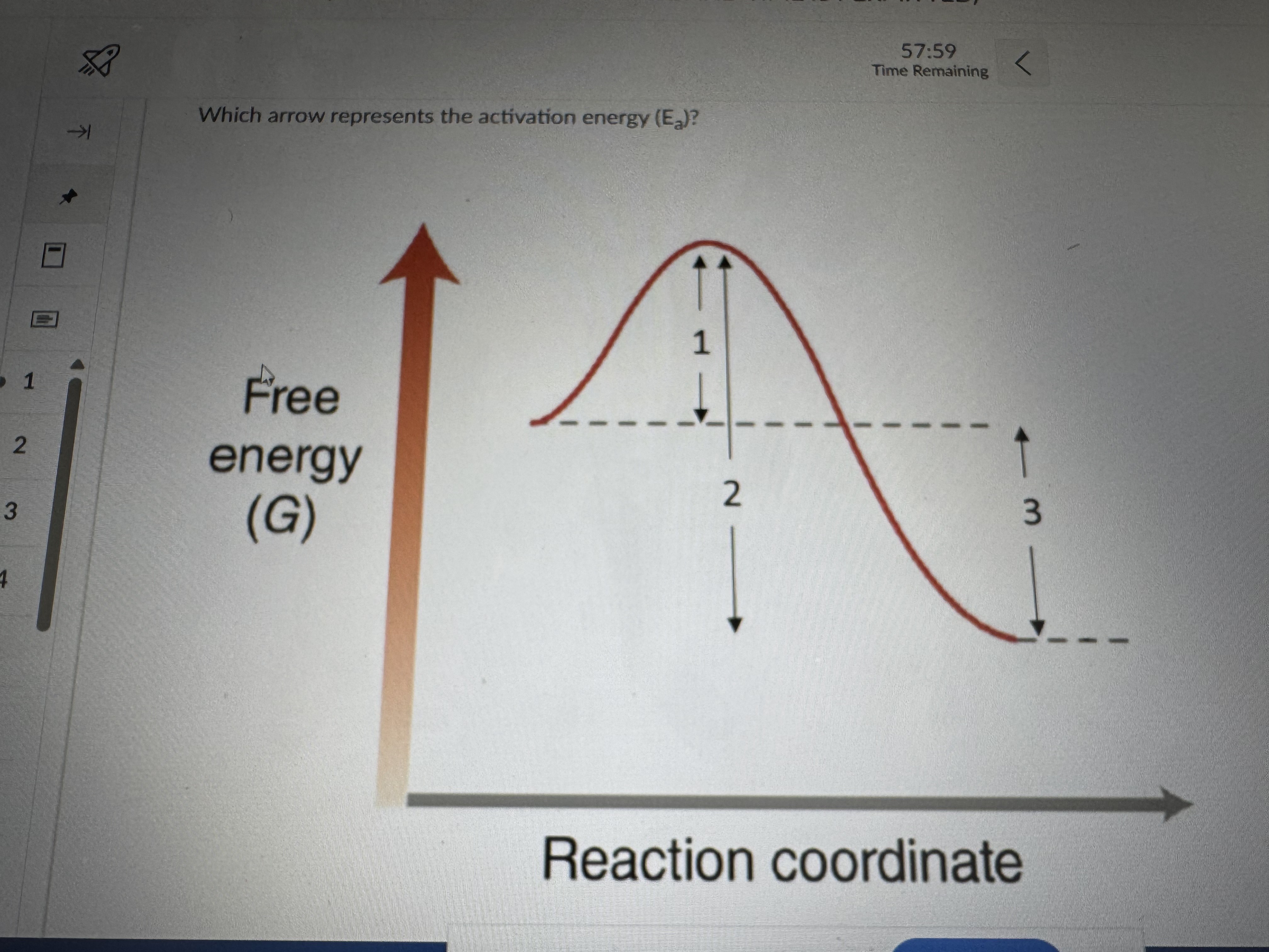 57:59 Time Remaining Which arrow represents the