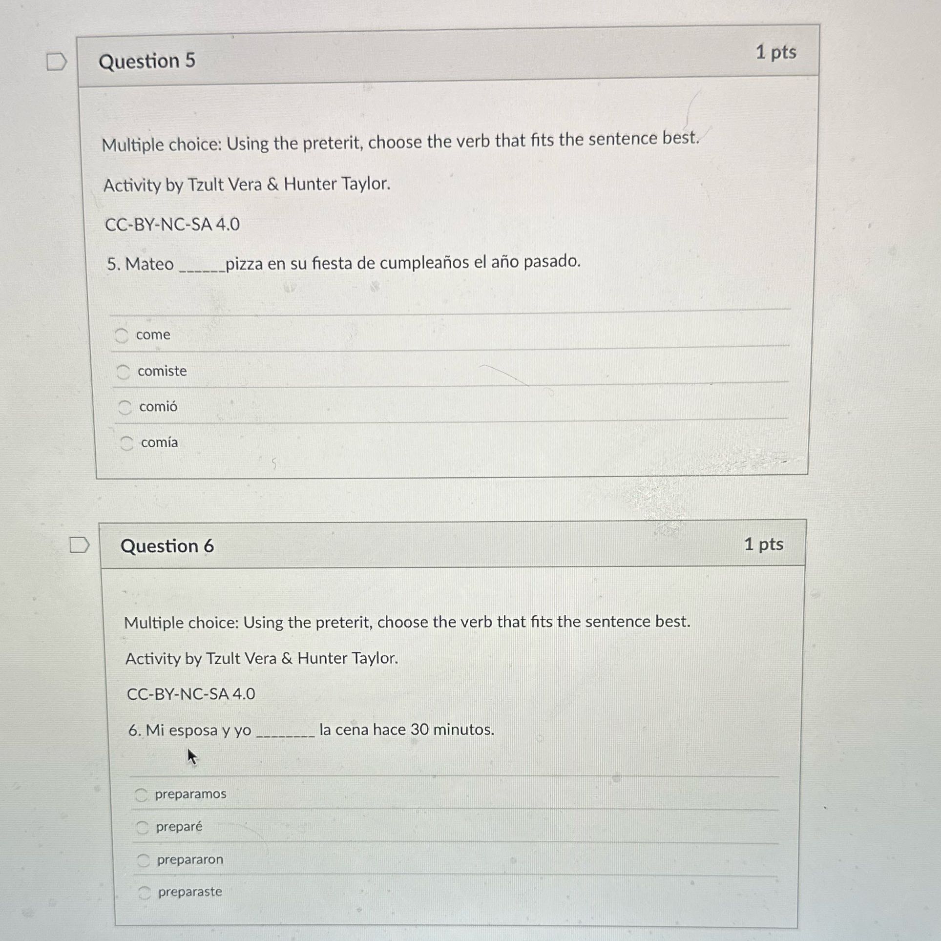do this D Question 5 1 pts Multiple choice: Using