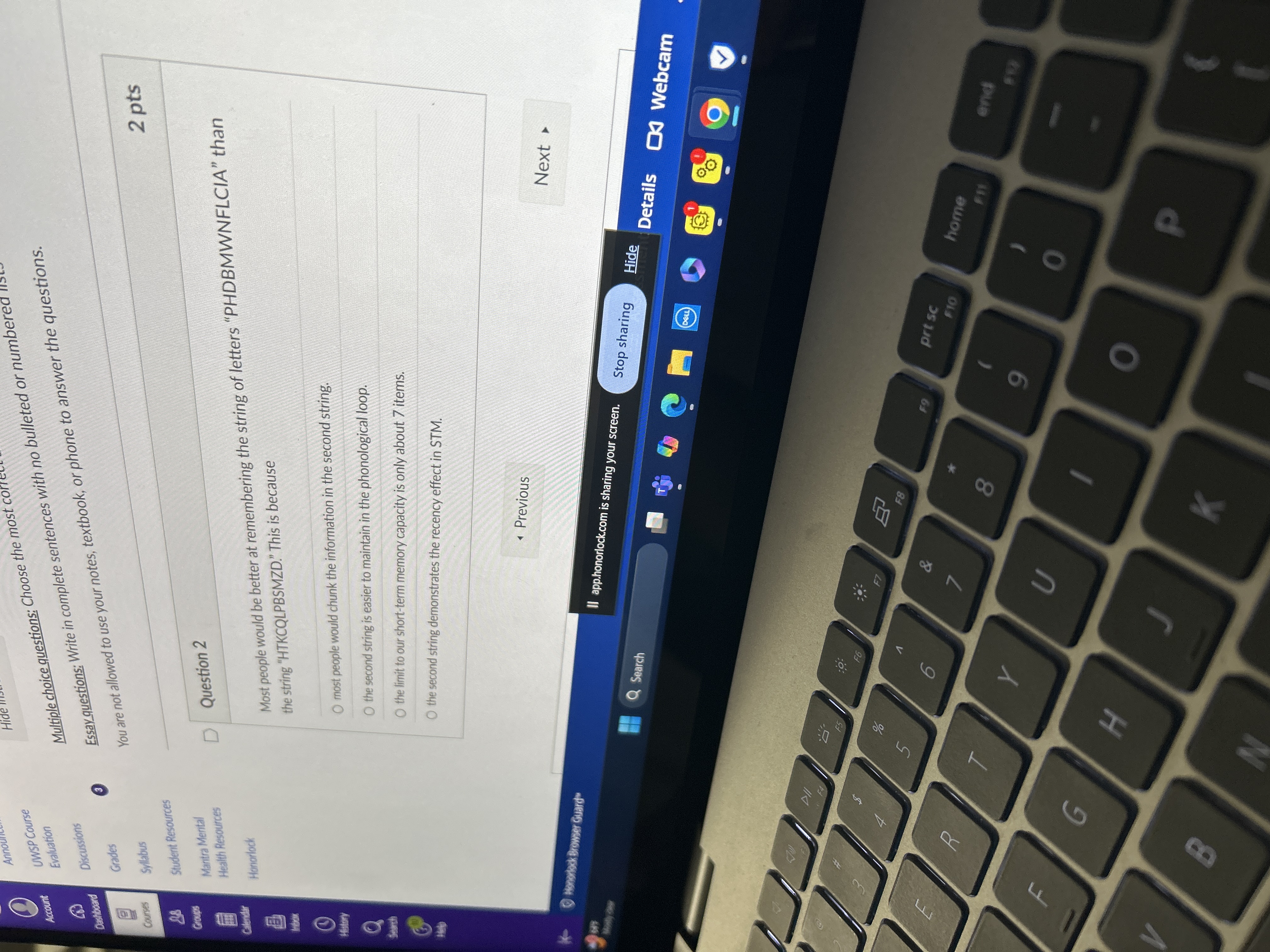 Answer Annou Hide I UWSP Course Multiple choice