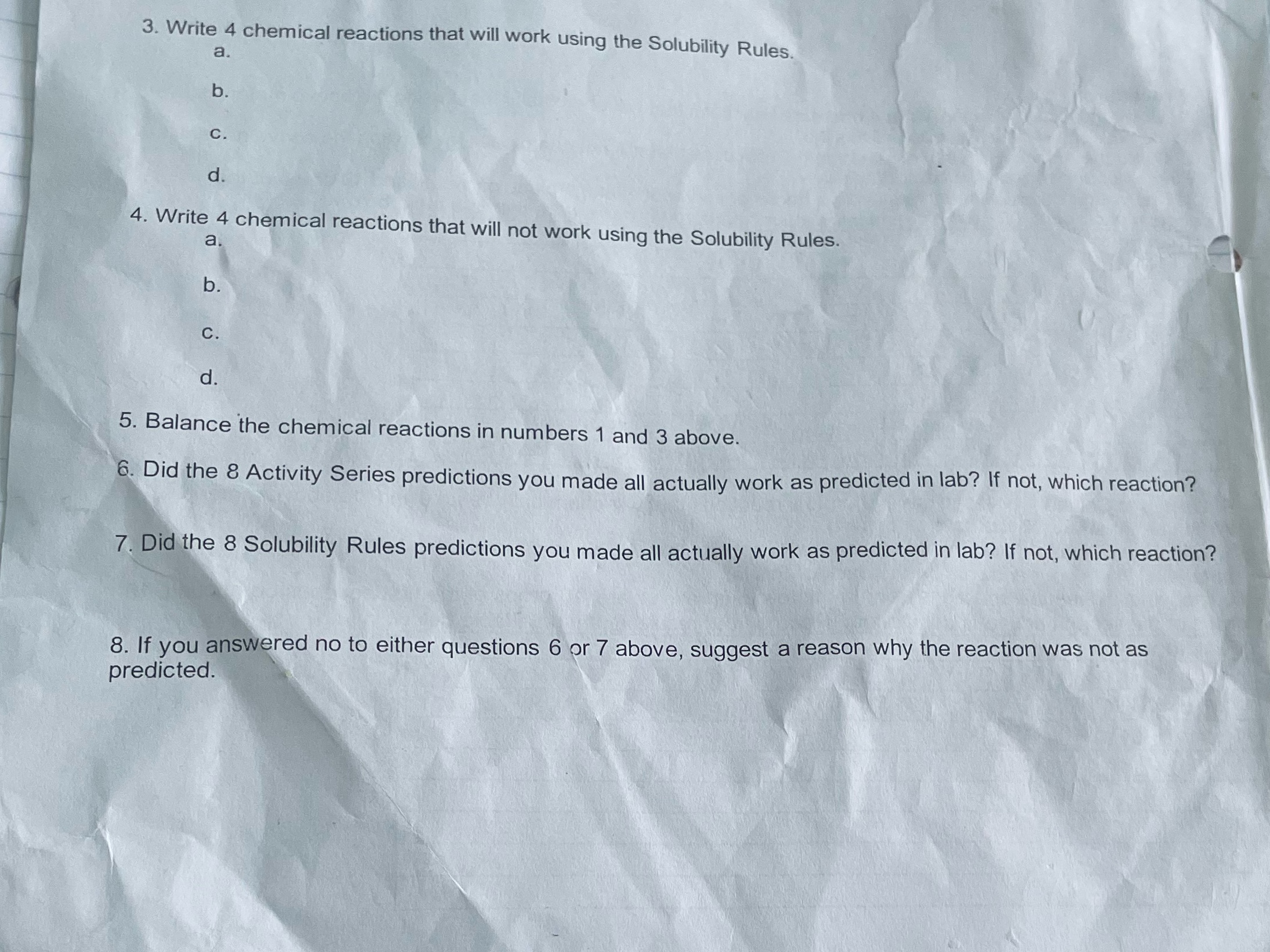 solve all this 3. Write 4 chemical reactions that