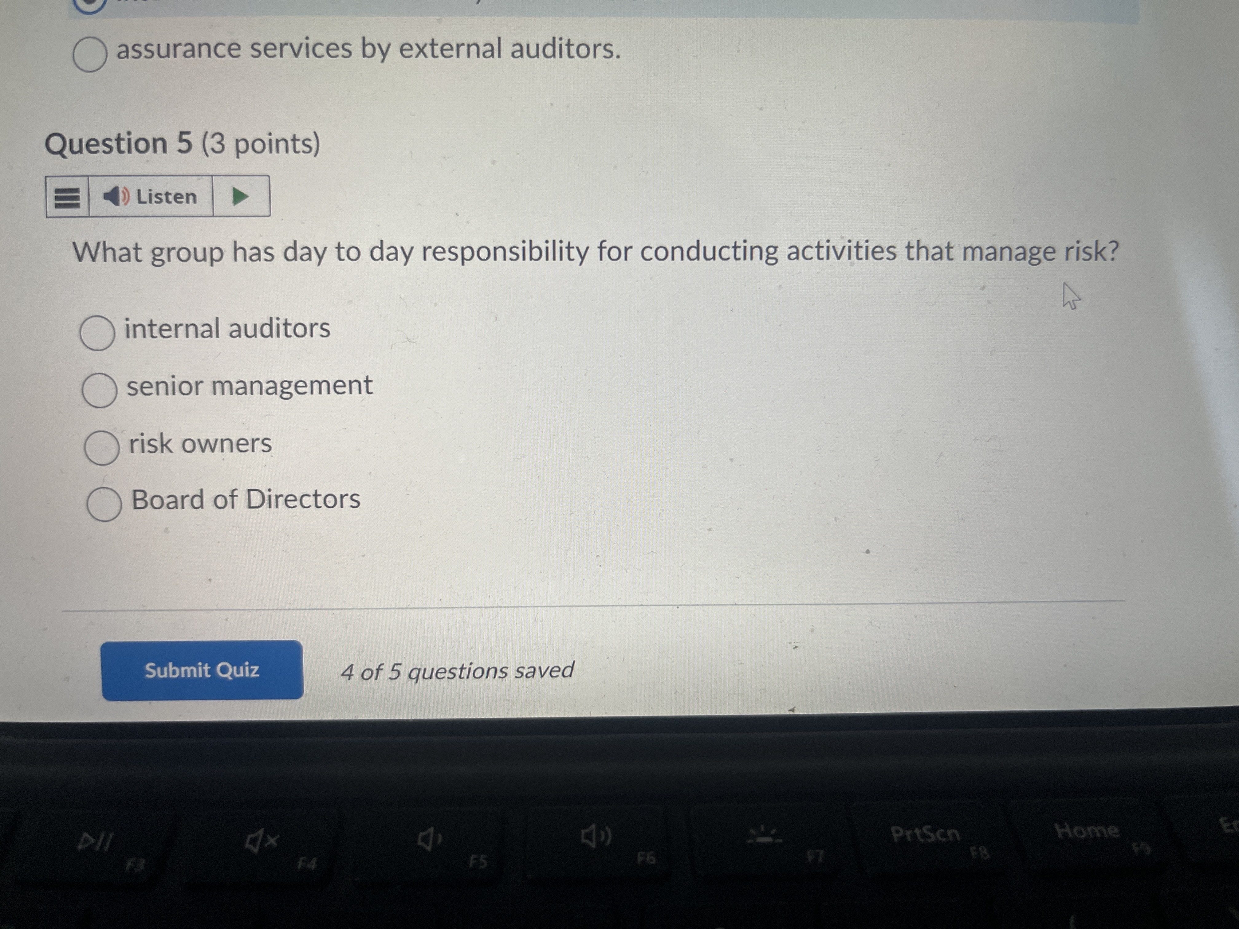 O assurance services by external auditors.