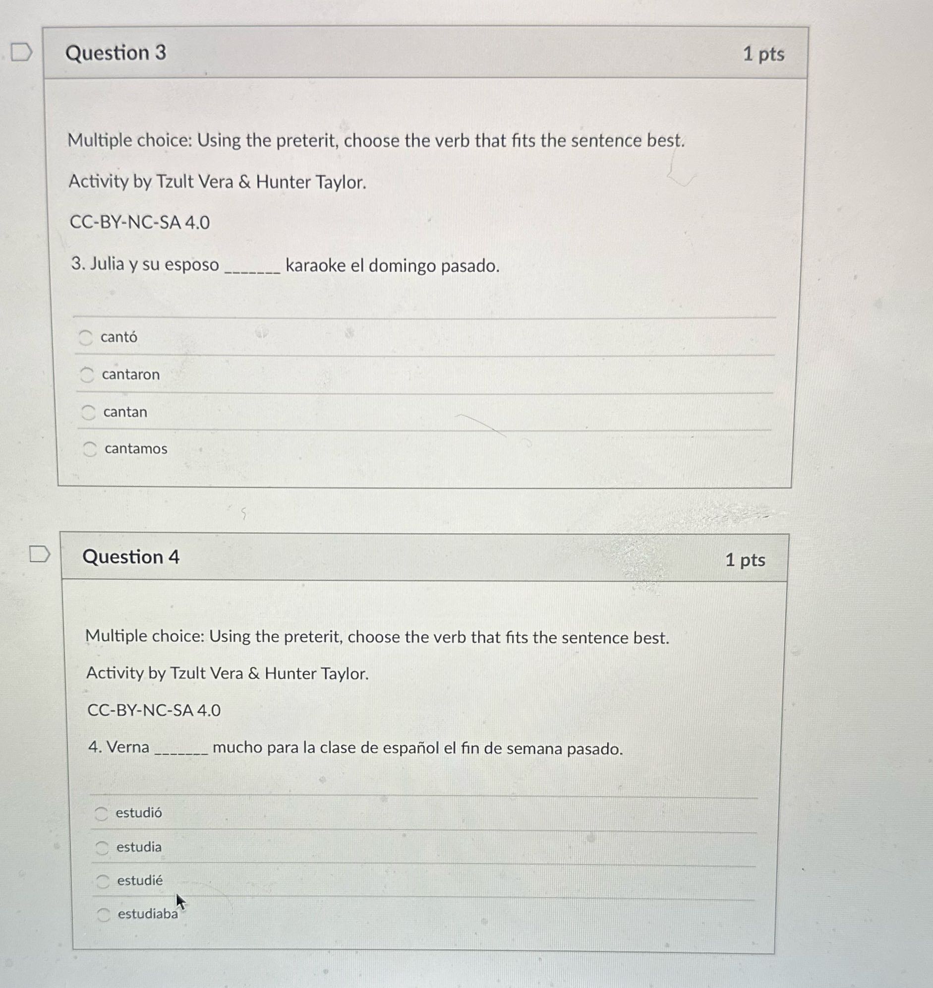 do this D Question 3 1 pts Multiple choice: Using