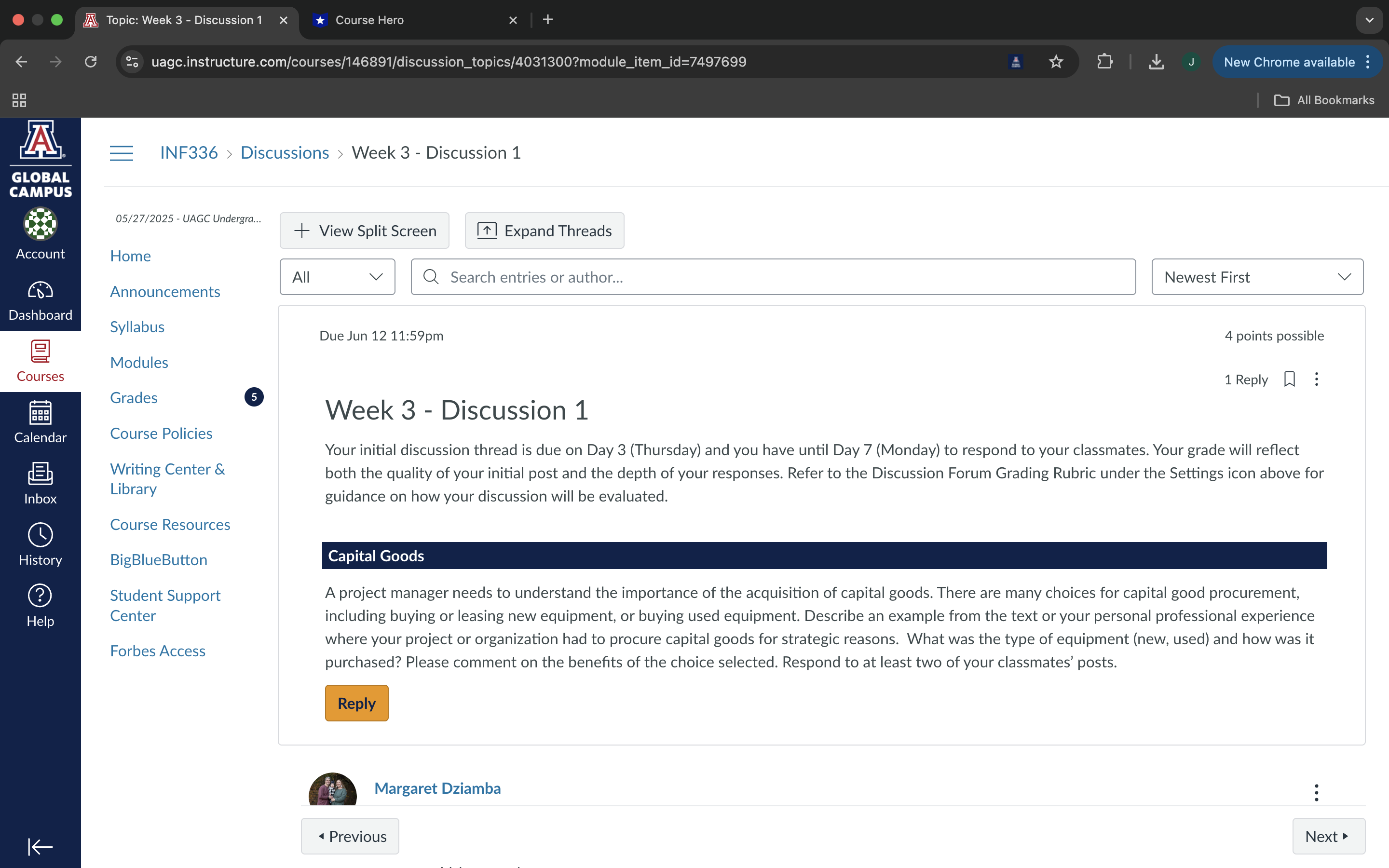 @ A Topic: Week 3-Discussion1 x * Course Hero eo