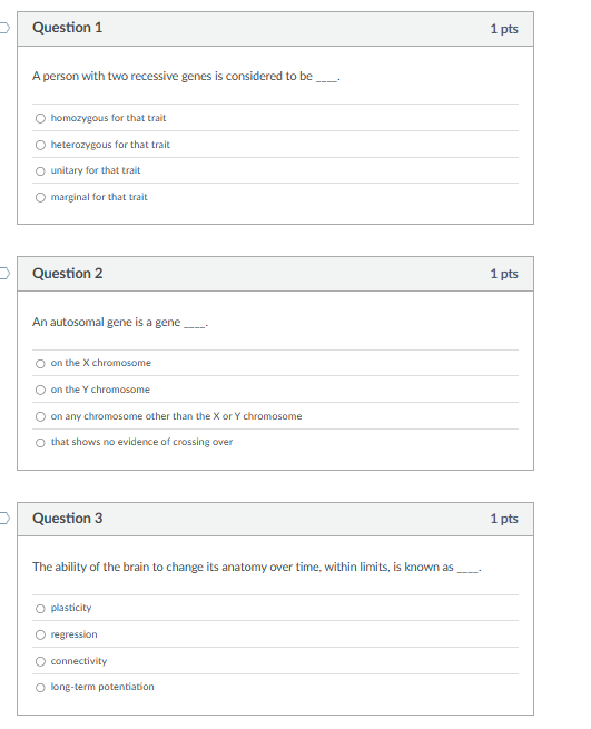 answer Question 1 1 pts A person with two