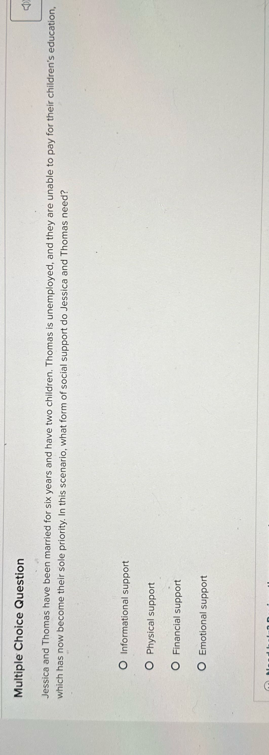 Multiple Choice Question Jessica and Thomas have