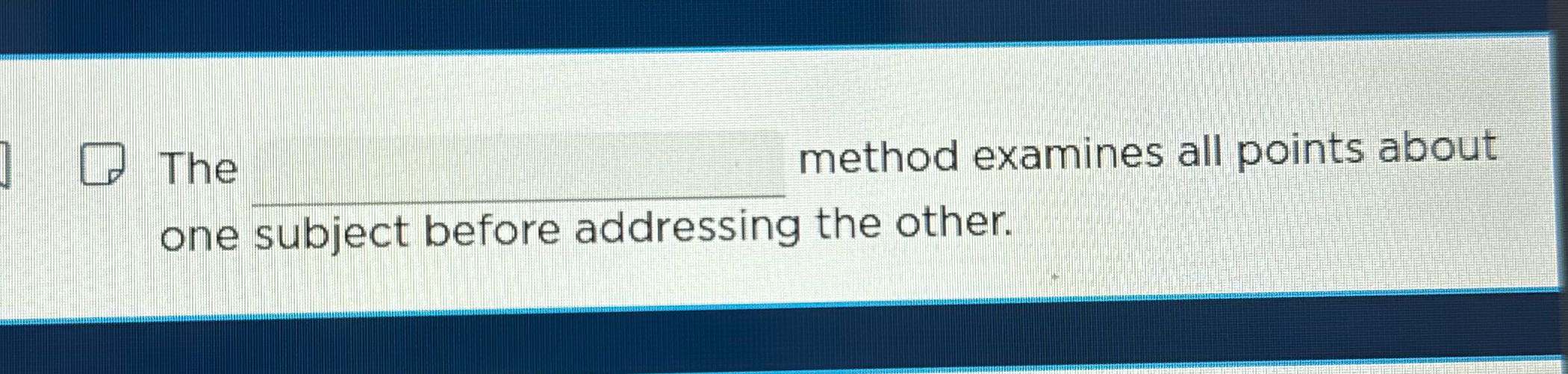 OF The method examines all points about one
