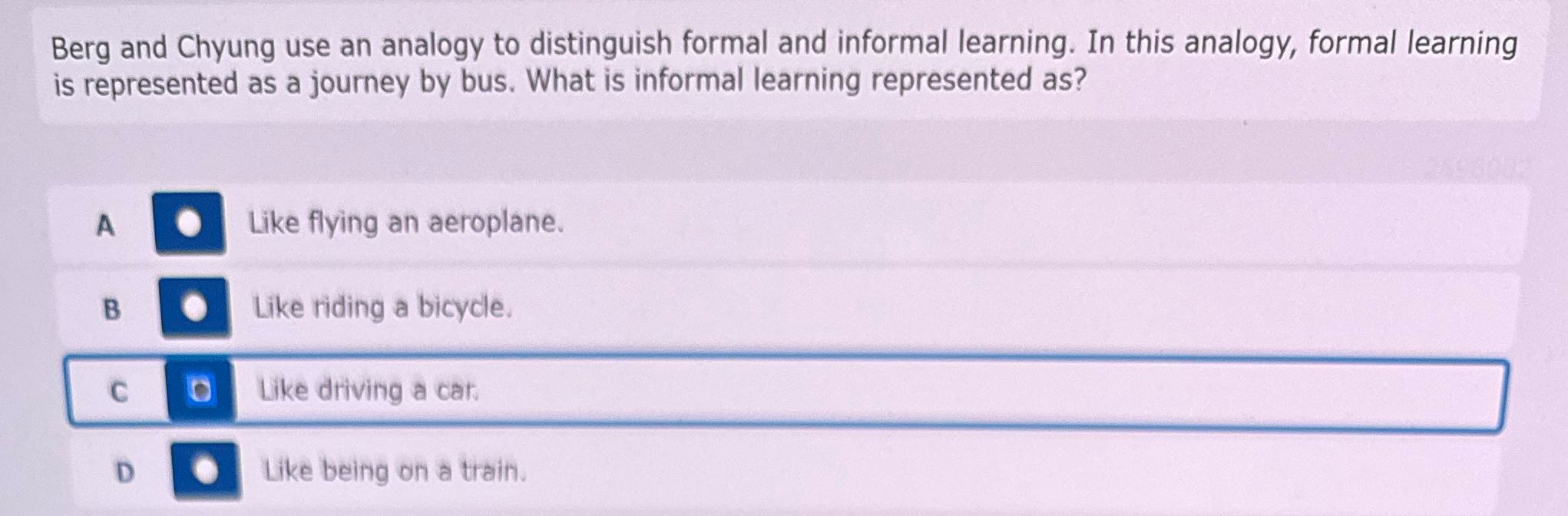 correct answer Berg and Chyung use an analogy to