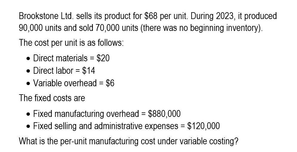Correct Answer Brookstone Ltd. sells its product