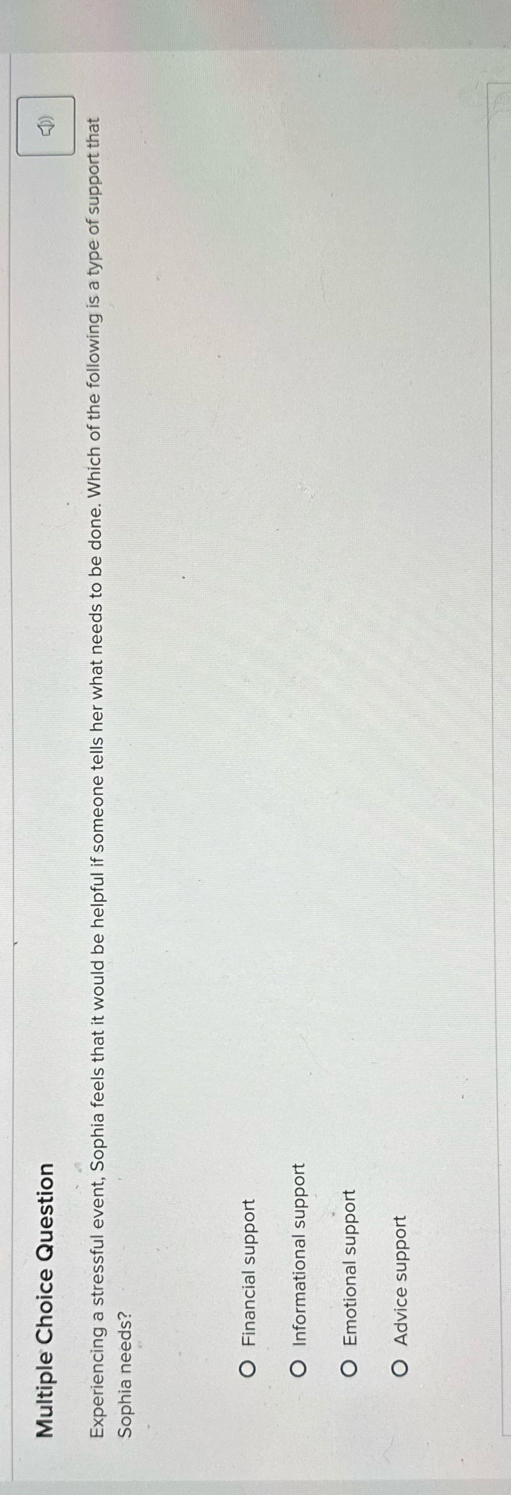 Multiple Choice Question Experiencing a stressful