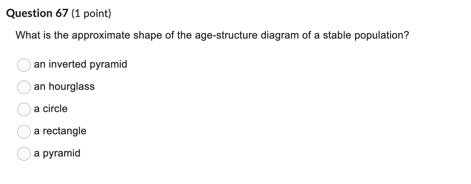 answer please Question 67 (1 point) What is the