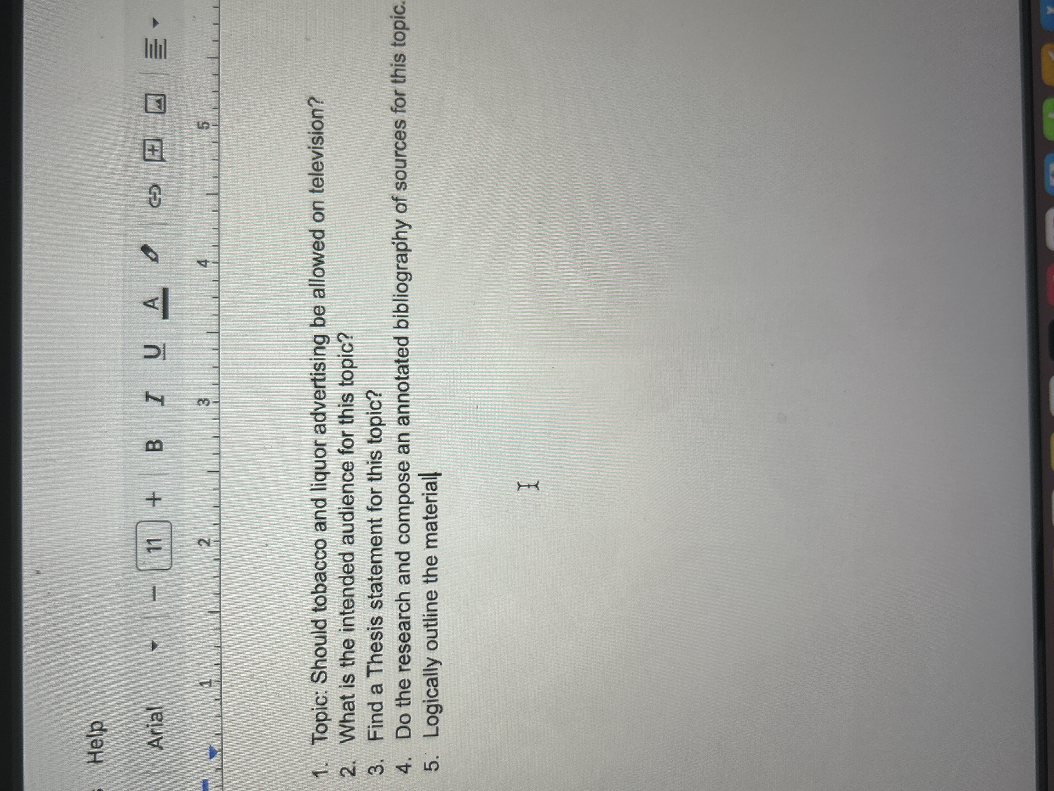 Please answer t Help Arial 11 + B J UA . C+ 3 1.