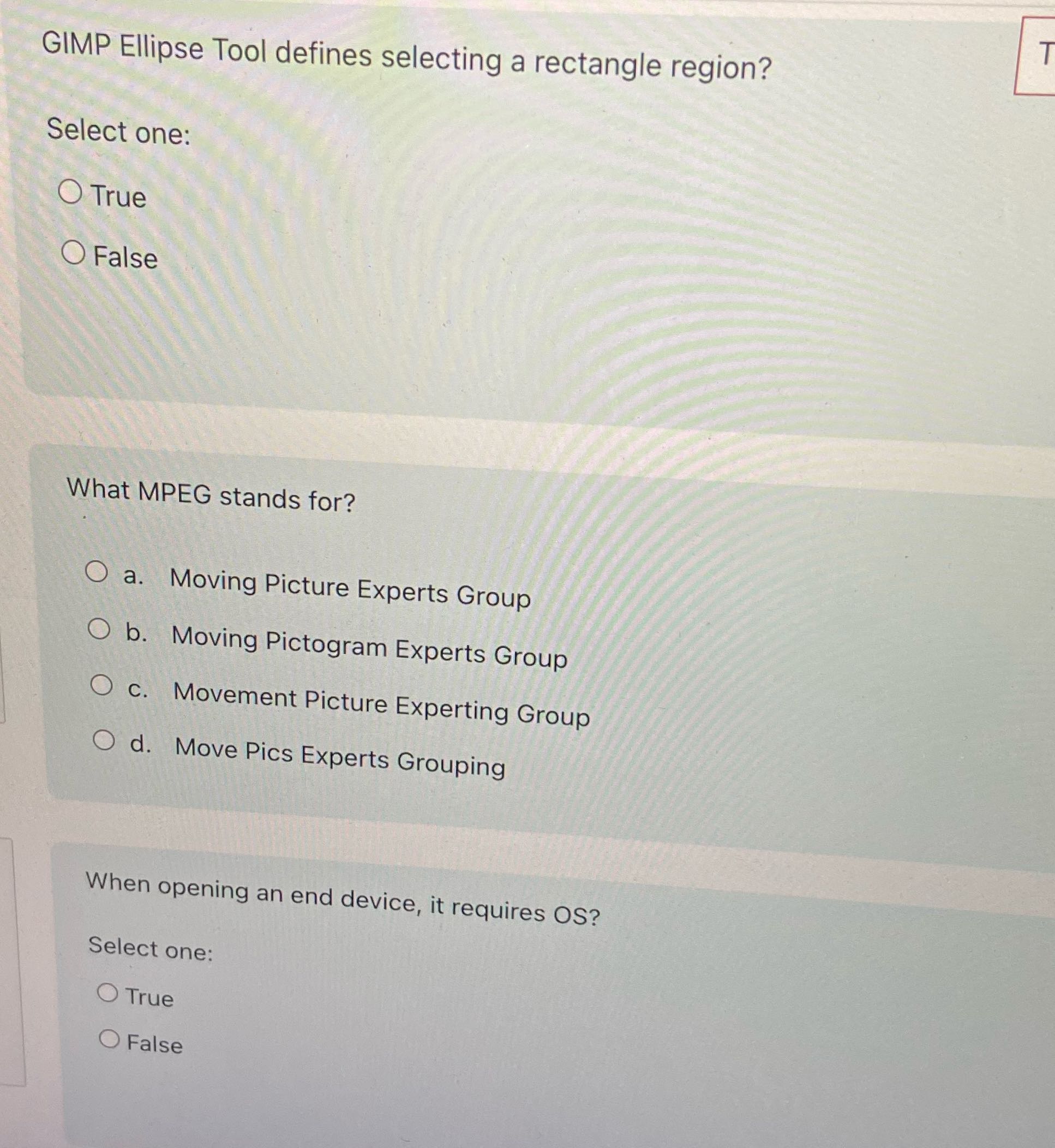 T GIMP Ellipse Tool defines selecting a rectangle