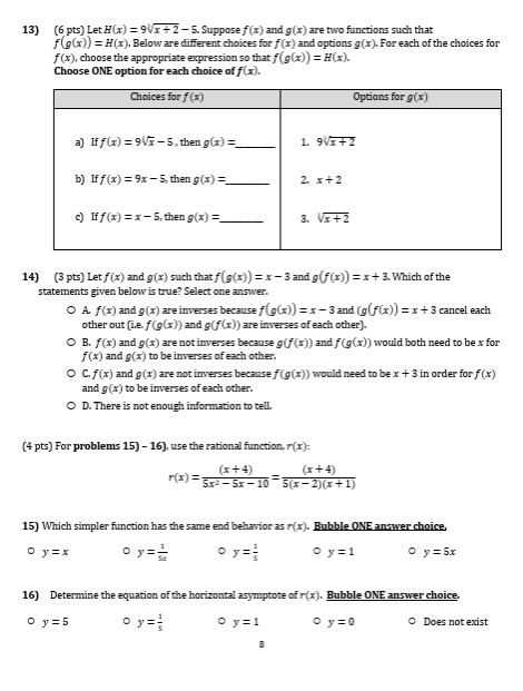 answer 13) (6 pts) Let H(x) = 9Vx + 2 -5. Suppose