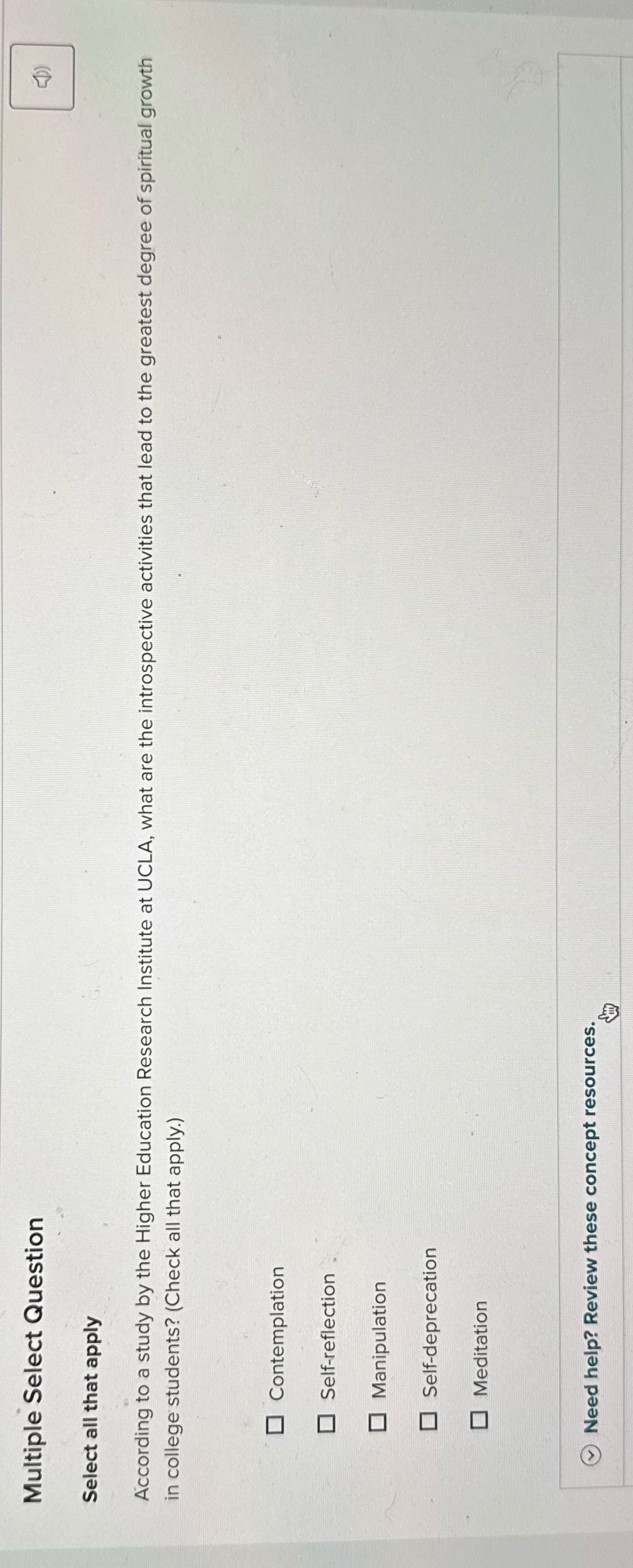 Multiple Select Question Select all that apply