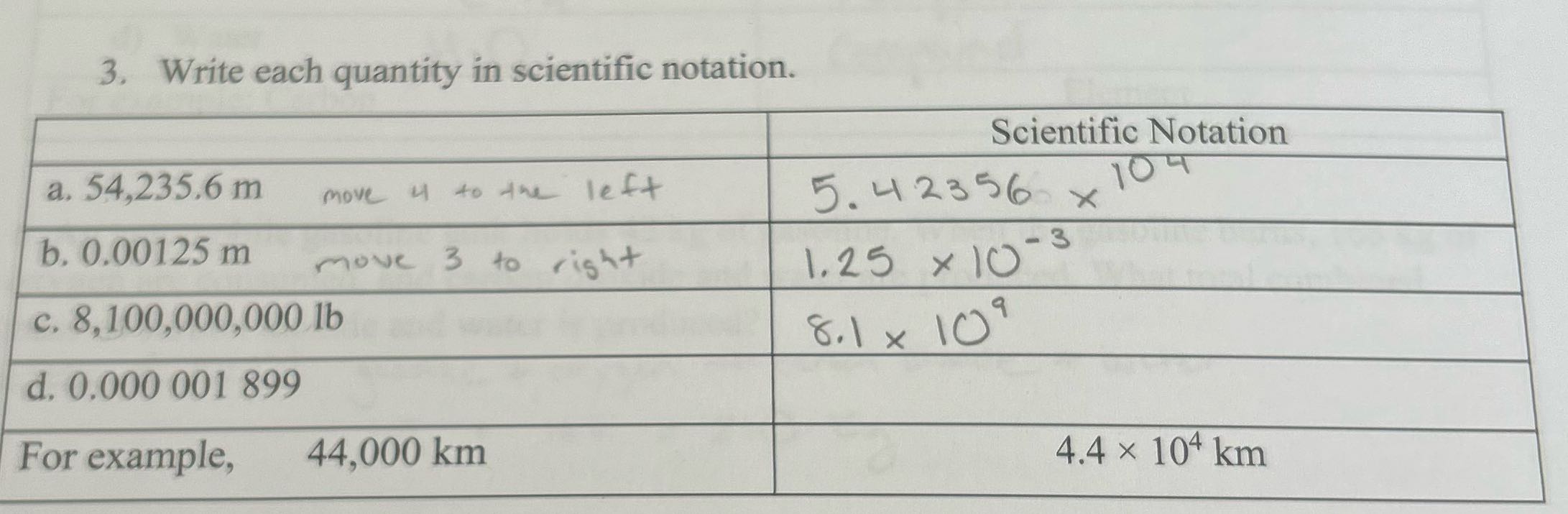3. Write each quantity in scientific notation.