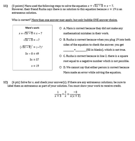 answer 11) 12) (3 points) Mara used the following