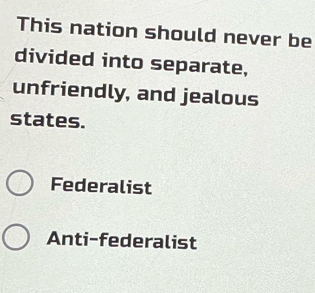 This nation Should never be divided into