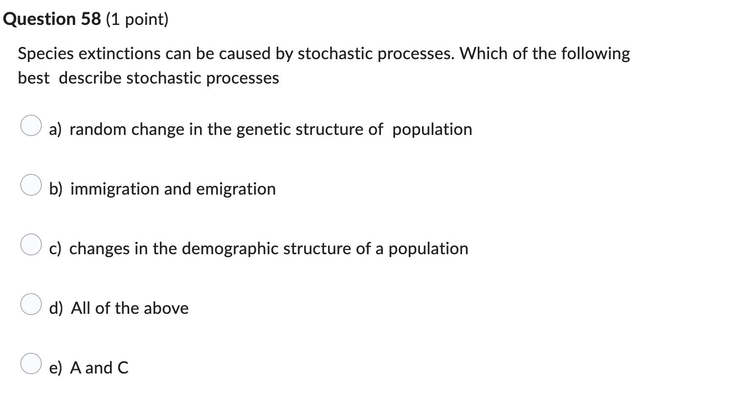 answer please Question 58 (1 point) Species