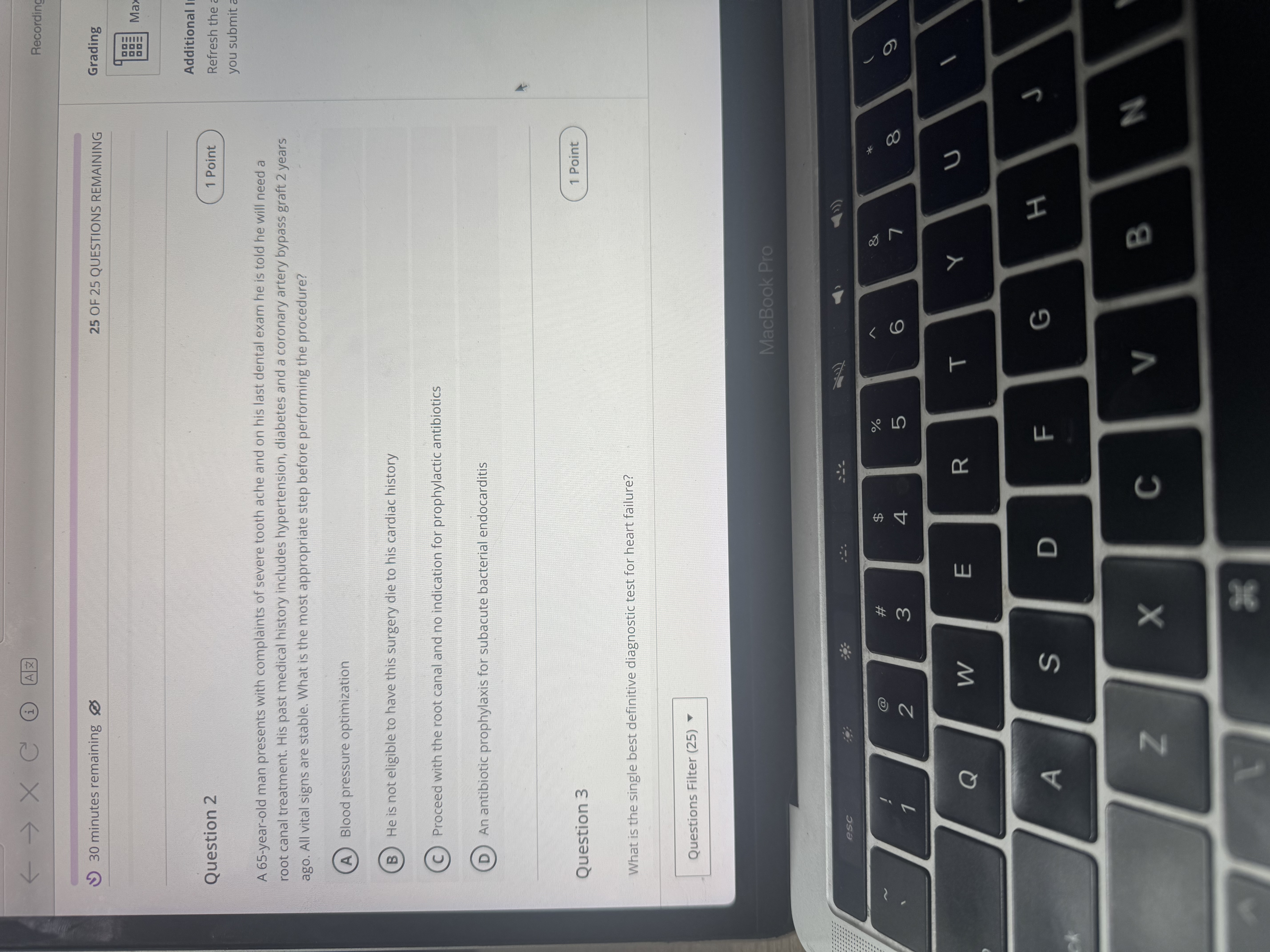 Answer < - X C Q AF Recordin 30 minutes remaining