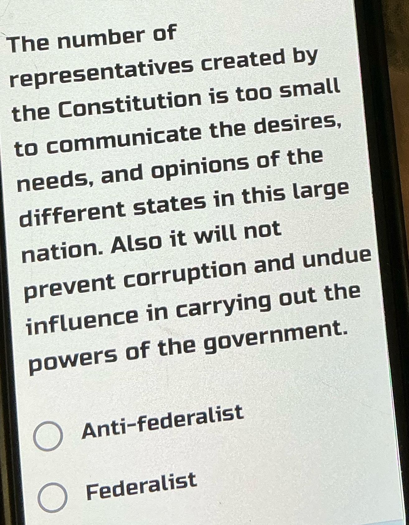 The number of representatives created by the